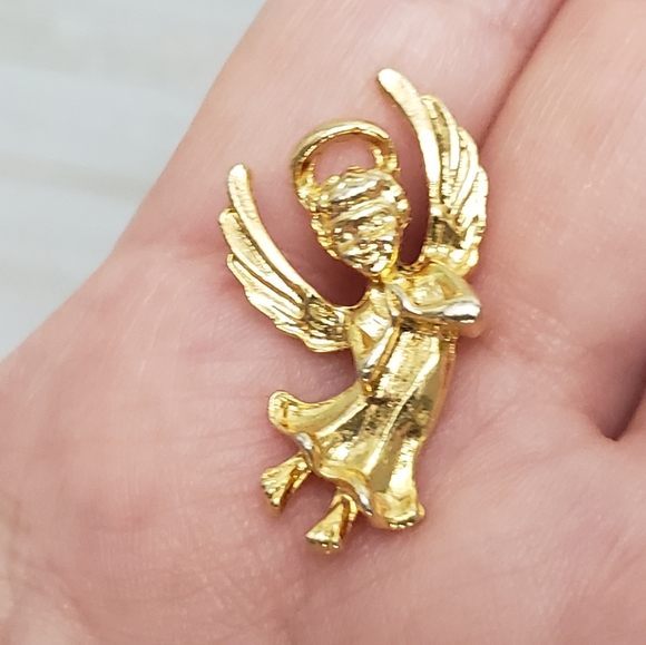Cute Gold Praying Angel Tack Pin Brooch - Picture 5 of 6